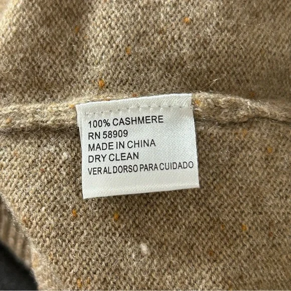 Alex Marie Cashmere Crewneck Sweater Women's Short Sleeve Speckled Tan Size M - Picture 4 of 6